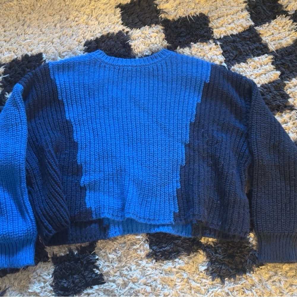 Zara Blue and Black Colorblock Sweater